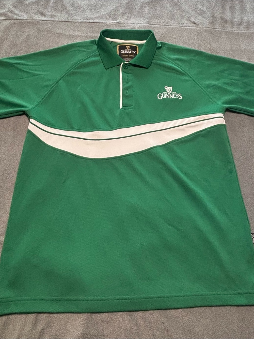 Guinness Green Polo With White Wave Detail